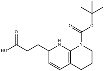8-N-BOC-5,6,7,8-テトラヒドロ-1,8-ナフチリジン-2-プロピオン酸 化学構造式