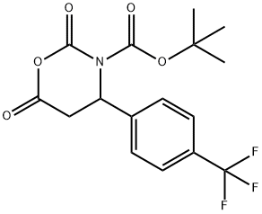 N-BOC-Β-アラニン-Β-4'-トリフルオロメチルフェニル-N-カルボキシ無水物 化学構造式