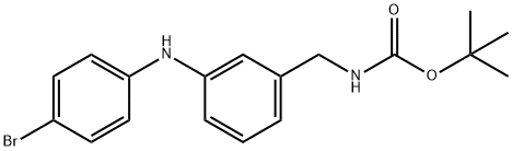 N-(4-ブロモフェニル-N-(3-BOC-アミノメチルフェニル)アミン 化学構造式