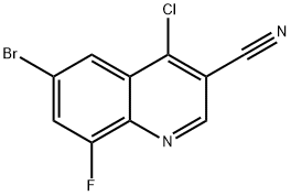 6-BROMO-4-CHLORO-8-FLUORO-QUINOLINE-3-CARBONITRILE
 Struktur