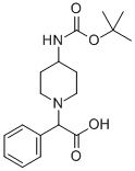 4-[[叔丁氧羰基]氨基]-ALPHA-苯基-1-哌啶乙酸,886363-59-3,结构式
