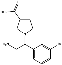 1-[2-AMINO-1-(3-BROMO-PHENYL)-ETHYL]-PYRROLIDINE-3-CARBOXYLIC ACID
 Structure