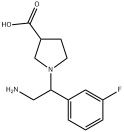1-[2-AMINO-1-(3-FLUORO-PHENYL)-ETHYL]-PYRROLIDINE-3-CARBOXYLIC ACID
 Structure