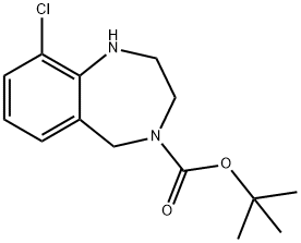 4-BOC-9-クロロ-2,3,4,5-テトラヒドロ-1H-ベンゾ[E][1,4]ジアゼピン 化学構造式