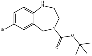 4-BOC-7-ブロモ-2,3,4,5-テトラヒドロ-1H-ベンゾ[E][1,4]ジアゼピン 化学構造式