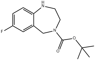 4-BOC-7-フルオロ-2,3,4,5-テトラヒドロ-1H-ベンゾ[E][1,4]ジアゼピン 化学構造式