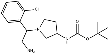 3-N-BOC-AMINO-1-[2-AMINO-1-(2-CHLORO-PHENYL)-ETHYL]-PYRROLIDINE
 Struktur