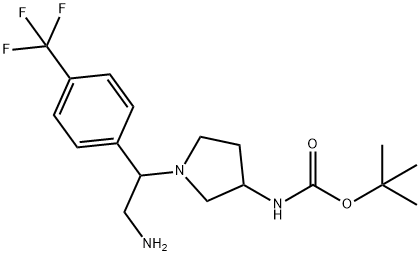 3-N-BOC-AMINO-1-[2-AMINO-1-(4-TRIFLUOROMETHYL-PHENYL)-ETHYL]-PYRROLIDINE
 Struktur
