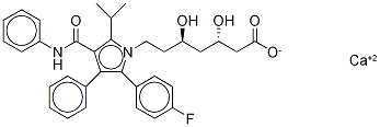 アトルバスタチン関連化合物B (3S,5R ISOMER, OR (3S,5R)-7-[3-(フェニルカルバモイル)-5-(4-フルオロフェニル)-2-イソプロピル-4-フェニル-1H-ピロール-1-イル]-3,5-ジヒドロキシヘプタン酸カ 化学構造式