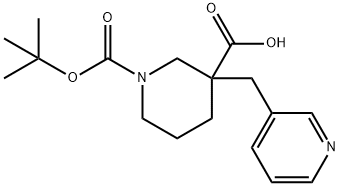 1-[(TERT-ブチル)オキシカルボニル]-3-ピリジン-3-イルメチルピペリジン-3-カルボン酸 化学構造式