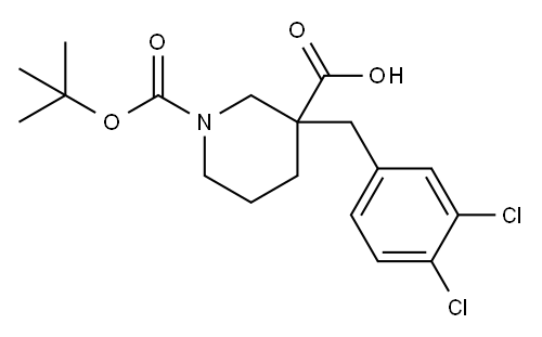 1-(TERT-ブチルトキシカルボニル)-3-(3,4-ジクロロベンジル)-3-ピペリジンカルボン酸 化学構造式
