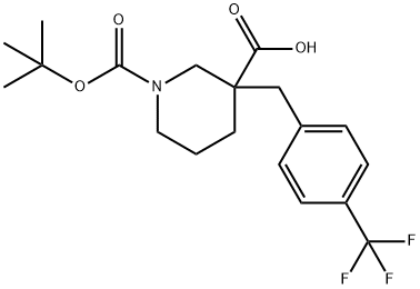 1-(叔丁氧羰基)-3-(4-(三氟甲基)苄基)哌啶-3-羧酸,887344-24-3,结构式