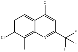 4,7-ジクロロ-8-メチル-2-(トリフルオロメチル)キノリン 化学構造式