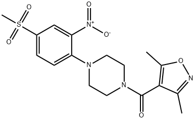 Methanone, (3,5-dimethyl-4-isoxazolyl)[4-[4-(methylsulfonyl)-2-nitrophenyl]-1-piperazinyl]- 化学構造式
