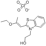 2-(2-乙氧基-1-丙烯基)-3-(2-羟基乙基)苯并噻唑鎓高氯酸盐, 88736-02-1, 结构式