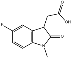 (5-Fluoro-1-methyl-2-oxo-2,3-dihydro-1H-indol-3-yl)acetic acid Struktur