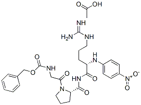 Nα-[1-[N-[(フェニルメトキシ)カルボニル]グリシル]-L-プロリル]-N-(4-ニトロフェニル)-L-アルギニンアミド・酢酸 化学構造式