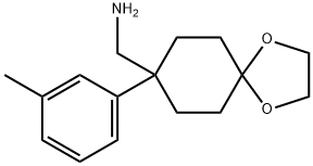 1-[8-(3-メチルフェニル)-1,4-ジオキサスピロ[4.5]デス-8-イル]メタンアミン 化学構造式