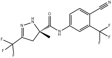 1H-Pyrazole-5-carboxamide, N-[4-cyano-3-(trifluoromethyl)phenyl]-4,5-dihydro-5-methyl-3-(trifluoromethyl)-, (5S)- Struktur