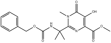 4-PYRIMIDINECARBOXYLIC ACID, 1,6-DIHYDRO-5-HYDROXY-1-METHYL-2-[1-METHYL-1-[[(PHENYLMETHOXY)CARBONYL]AMINO]ETHYL]-6-OXO-, METHYL ESTER Struktur