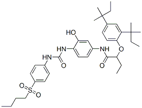 N-[4-[3-[4-(ブチルスルホニル)フェニル]ウレイド]-3-ヒドロキシフェニル]-2-(2,4-ジ-tert-ペンチルフェノキシ)ブタンアミド 化学構造式
