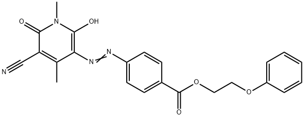 2-フェノキシエチル＝4-（5-シアノ-2-ヒドロキシ-1，4-ジメチル-6-オキソ-1，6-ジヒドロ-3-ピリジルアゾ）ベンゾアート 化学構造式
