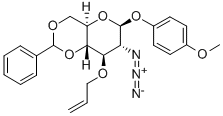 4-甲氧苯基-3-O-烯丙基-2-叠氮基-4,6-O-苯亚甲基-2-脱氧-Β-D-吡喃葡萄糖苷 结构式