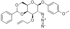 4-甲氧苯基3-O-烯丙基-2-三氮基-4,6-O-苯亚甲基-2-脱氧-Β-D-吡喃半乳糖苷, 889453-83-2, 结构式