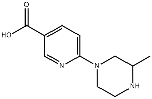 6-(3-甲基哌嗪-1-基)吡啶-3-羧酸,889957-83-9,结构式