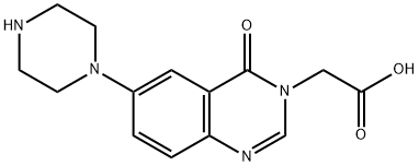 6-ピペラジン-1-イル-4(3H)-キナゾリノン-3-酢酸 化学構造式