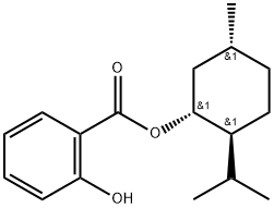 rel-2-ヒドロキシ安息香酸(1S*)-5α*-メチル-2β*-イソプロピルシクロヘキサン-1α*-イル 化学構造式