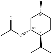 rel-2α*-イソプロピル-5β*-メチルシクロヘキサン-1β*-オールアセタート 化学構造式
