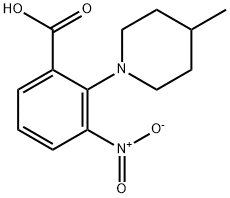 2-(4-methylpiperidin-1-yl)-3-nitrobenzoic acid Struktur