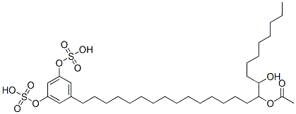 5-(16-アセチルオキシ-17-ヒドロキシペンタコシル)ベンゼン-1,3-ジオール1,3-ビス硫酸 化学構造式