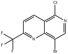 8-ブロモ-5-クロロ-2-(トリフルオロメチル)-1,6-ナフチリジン 化学構造式