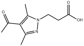 3-(4-アセチル-3,5-ジメチル-1H-ピラゾール-1-イル)プロパン酸 化学構造式