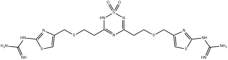 ファモチジン関連化合物B (3,5-BIS[2-[[[2-[(DIAMINOMETHYLENE)AMINO]THIAZOL-4-YL]METHYL]SULPHANY]ETHYL]-4H-1,2,4,6-THIATRIAZINE1,1-DIOXIDE) (AS) price.
