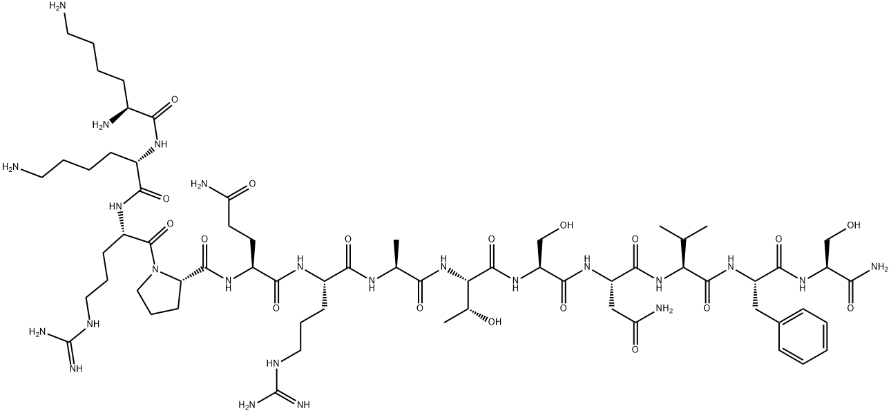 LYS-LYS-ARG-PRO-GLN-ARG-ALA-THR-SER-ASN-VAL-PHE-SER-NH2, 89315-28-6, 结构式