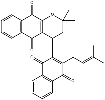 4-[1,4-ジヒドロ-3-(3-メチル-2-ブテニル)-1,4-ジオキソナフタレン-2-イル]-3,4-ジヒドロ-2,2-ジメチル-2H-ナフト[2,3-b]ピラン-5,10-ジオン 化学構造式