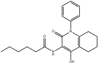 Hexanamide,  N-(1,2,5,6,7,8-hexahydro-4-hydroxy-2-oxo-1-phenyl-3-quinolinyl)-|
