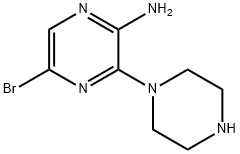 2-アミノ-5-ブロモ-3-ピペラジン-1-イルピラジン 化学構造式