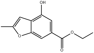 ETHYL 4-HYDROXY-2-METHYLBENZOFURAN-6-CARBOXYLATE, 894779-28-3, 结构式
