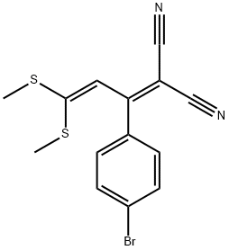 2-(4-溴苯基)-4,4-二(甲硫)-1,3-丁二烯-1,1-二甲腈, 89482-72-4, 结构式