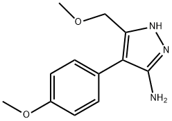 3-(メトキシメチル)-4-(4-メトキシフェニル)-1H-ピラゾール-5-アミン 化学構造式