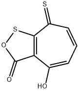 4-ヒドロキシ-8-チオキソシクロヘプタ[c][1,2]オキサチオール-3(8H)-オン 化学構造式