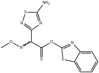 (Z)-2-(5-氨基-1,2,4-噻二唑-3-基)-2-甲氧亚氨基硫代乙酸 (S)-2-苯并噻唑酯, 89604-91-1, 结构式