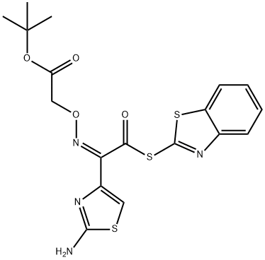 (2-アミノチアゾール-4-イル)[(Z)-tert-ブトキシカルボニルメトキシイミノ]チオ酢酸S-(ベンゾチアゾール-2-イル) 化学構造式
