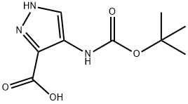 4-((叔丁氧基羰基)氨基)-1H-吡唑-3-羧酸,896466-71-0,结构式