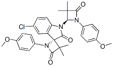 (S)-5'-CHLORO-1-(4-METHOXYPHENYL)-1'-((S)-1-(4-METHOXYPHENYL)-3,3-DIMETHYL-4-OXOAZETIDIN-2-YL)-3,3-DIMETHYLSPIRO[AZETIDINE-2.3'-INDOLINE]-2',4-DIONE Struktur