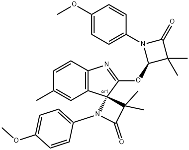(S)-1-(4-METHOXYPHENYL)-2'-((R)-1-(4-METHOXYPHENYL)-3,3-DIMETHYL-4-OXOAZETIDIN-2-YLOXY)-3,3,5'-TRIMETHYLSPIRO[AZETIDINE-2,3'-INDOL]-4-ONE Structure